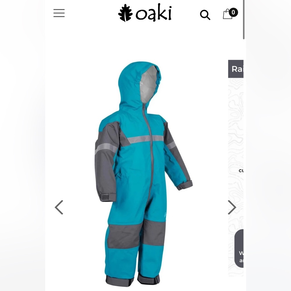Oaki children’s rain/trail suit, celestial blue, size 6/7, NWT